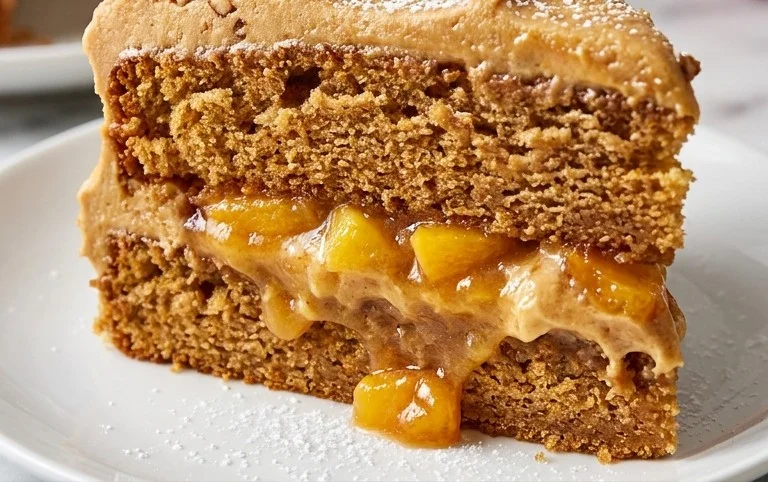 Brown Sugar Layer Cake with Peach Filling