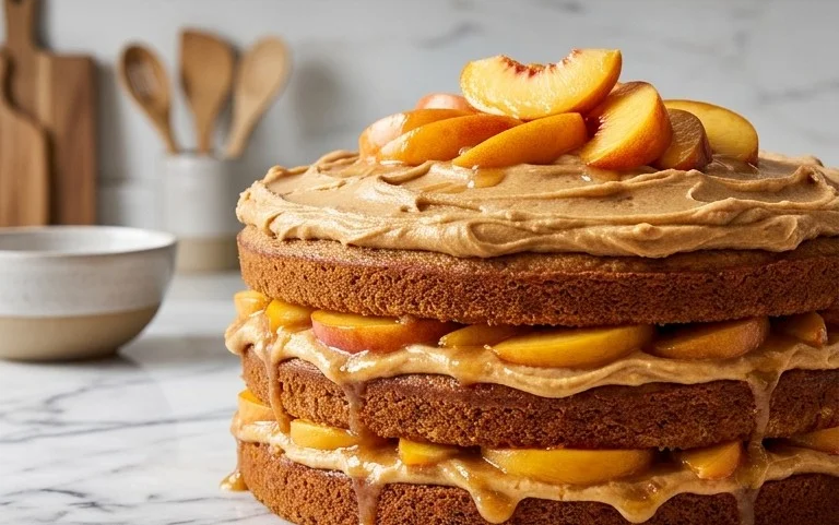 Brown Sugar Layer Cake with Peach Filling