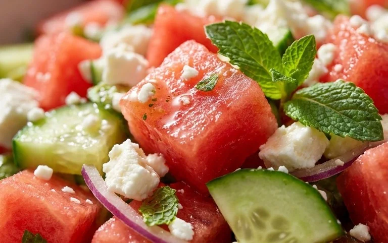 Watermelon Salad with Cucumber and Feta