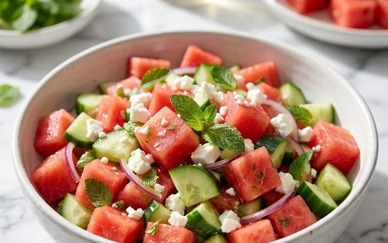 Watermelon Salad with Cucumber and Feta