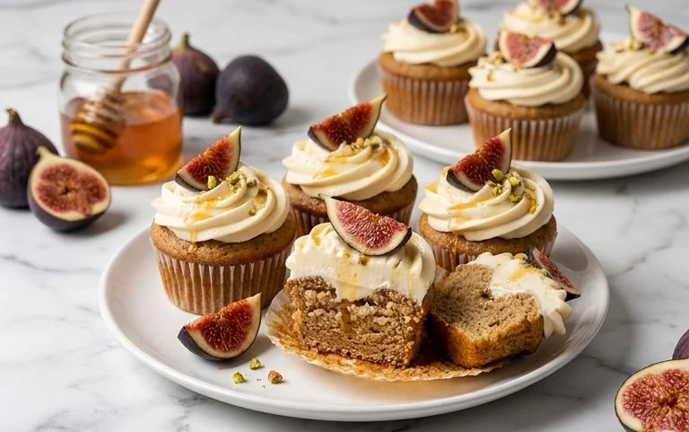 Fig Cupcakes with Honey Cream Cheese Frosting
