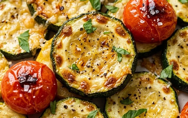 Roasted Garlic-Parmesan Zucchini, Squash and Tomatoes